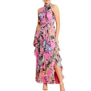 Alex Marie Nina Fandango Chiffon Halter Neck Sleeveless Tiered A-Line Dress 6